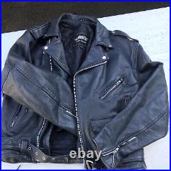 UNIK LEATHER MOTORCYCLE JACKET sz 36 MEDIUM Lace Sides, Zip Sleeves Vintage Coat