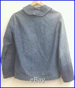 US NAVY DENIM SHAWL JACKET IN GREAT CONDITION With BUTTONS WORKWEAR USN WWII 40s