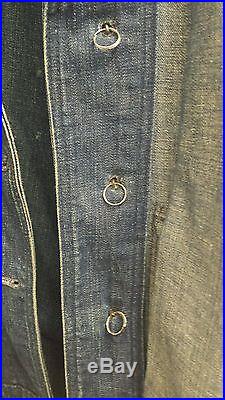 US NAVY DENIM SHAWL JACKET IN GREAT CONDITION With BUTTONS WORKWEAR USN WWII 40s