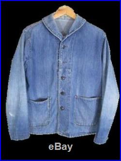 US NAVY Shawl Collar Denim Coverall Old Clothes Vintage 40's Men's Jacket Rare
