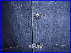 U. S. Navy Denim Shawl Jacket In Great Condition Size 40 Chest Super Clean Wwii