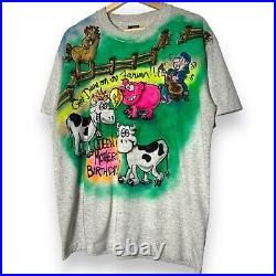 Ultra Rare! VTG 1996 Family Reunion T-shirt Airbrushed Farm Animals Made In USA