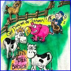 Ultra Rare! VTG 1996 Family Reunion T-shirt Airbrushed Farm Animals Made In USA