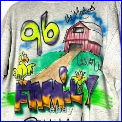 Ultra Rare! VTG 1996 Family Reunion T-shirt Airbrushed Farm Animals Made In USA