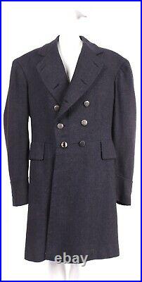 Unusual Antique Victorian Mens Blue Wool Dbl Breasted Frock Coat