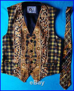 VEST vintage 90’s V2 by VERSACE + TIE Gianni Versace made in Italy 50-L RARE