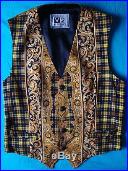 VEST vintage 90's V2 by VERSACE + TIE Gianni Versace made in Italy 50-L RARE