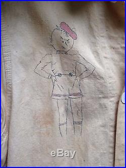 VINTAGE 1930S COTTON WORK JACKET WithHAND DRAWN DONALD DUCK, WHAT A QUEER BIRD POEM