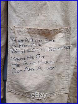 VINTAGE 1930S COTTON WORK JACKET WithHAND DRAWN DONALD DUCK, WHAT A QUEER BIRD POEM
