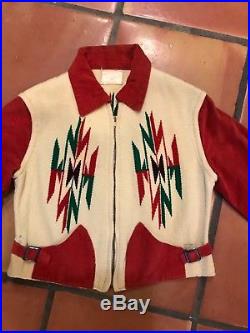 VINTAGE 1940s NATIVE CHIMAYO Hand Woven Cinch Jacket S-M