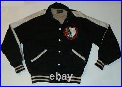 VINTAGE 1950s'CORNPLANTERS TRIBE' COTTON ATHLETIC JACKET! INDIAN PATCHES! MED