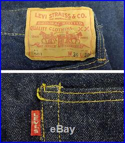 VINTAGE 1960´S Big E LEVI'S 501 Jeans Red Line MADE IN USA 36X30