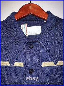VINTAGE 1960's ITALIAN KNIT SHIRT wool acrylic MOD ROCKABILLY made in ITALY