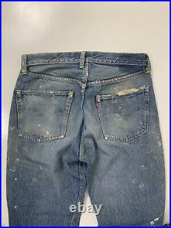 VINTAGE 50s LEVIS 501XX BIG E jeans SELVEDGE REDLINE hidden rivet Great Wear