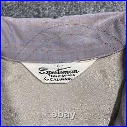 VINTAGE 50s Sportsman California Gabardine Shirt Atomic Fleck Loop Collar Rayon