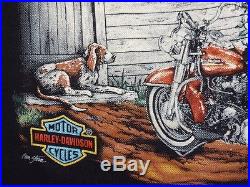 VINTAGE 80's THE SOUTH 3D-EMBLEM HARLEY-DAVIDSON MOTORCYCLES REBEL T-SHIRT XL