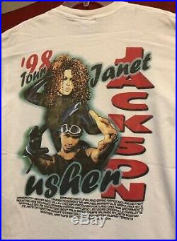 VINTAGE 90s JANET JACKSON FEAT USHER 1998 CONCERT TOUR T SHIRT L-XL RAP HIP HOP