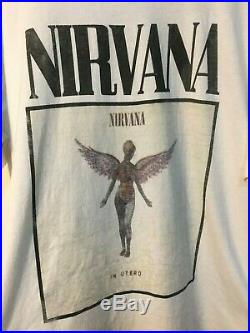 VINTAGE 90s Nirvana In Utero Memorial T-Shirt 1994 Sonic Youth Kurt Cobain