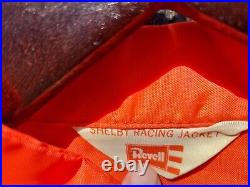 VINTAGE HURST NYLON SHELBY RACING JACKET REVELL SIZE LARGE 1970s Orange White