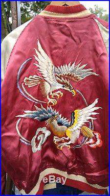 Vintage Japan Souvenir Embroidered Silk Bomber Jacket Sukajan