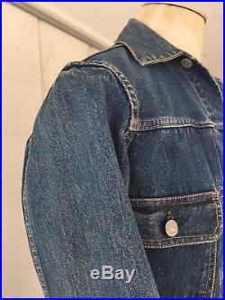 VINTAGE Levis Big E Type II 2 Selvedge Denim 507 XX Blue Jean Jacket c. 1950's