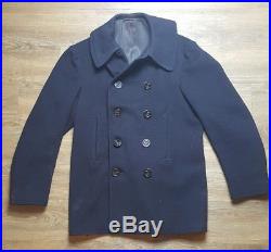 VINTAGE NAVAL CLOTHING FACTORY pea coat MENS L MILITARY ISSUED 10 BUTTON