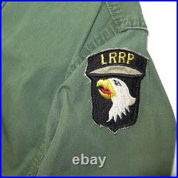 VINTAGE US ARMY 3nd PATTERN JUNGLE JACKET 1967 LARGE LONG 101 AIRBORNE PATCHE