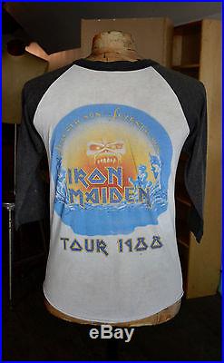 VINTAGE VERY RARE! 1980s 1988 IRON MAIDEN SEVENTH SON TOUR 3/4 SLEEVE T SHIRT M