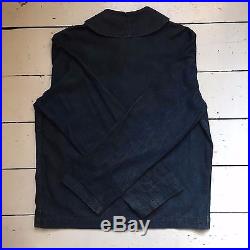 Vintage Vtg Ww2 Wwii 1940 Rare Usn Shawl Collar Denim Chore Jacket Stencil Sizel