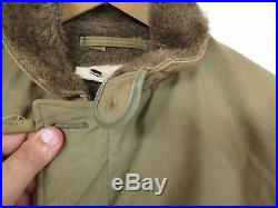 Vintage Ww2 Usn Us Navy Deck Jacket Stenciled N-1 Deck Coat Fleece Lined Sz Sm