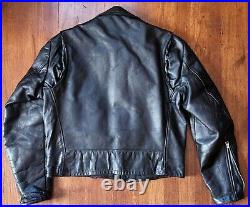 VTG 1950s Black Steerhide Leather Motorcycle Jacket Biker USA 42 NYNCO Zippers