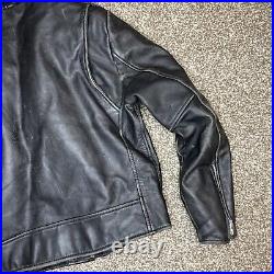 VTG 1960s 1970s Leather Motorcycle Jacket Black Heavy Biker Moto Mens Heavy Belt