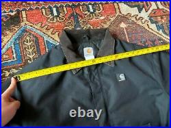 VTG (1990s) Carhartt J02BLK Black Winter Jacket With Corduroy Collar. XXL