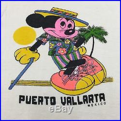 VTG 60s 70s MICKEY MOUSE Mexico SCENIC Surf BEACH S Disney T Shirt Tourist
