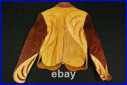 VTG 60s East West Musical Instruments Parrot Leather Jacket Rockabilly XS Brown