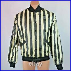 VTG 60s RARE Hockey Football Referee Zebra Nylon Windbreaker Jacket Powers Sz L
