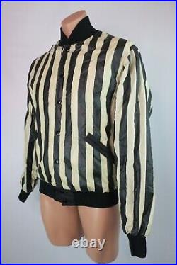 VTG 60s RARE Hockey Football Referee Zebra Nylon Windbreaker Jacket Powers Sz L