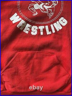 VTG 60s RUSSELL Sandy Creek Wrestling Hoodie Sweatshirt Rare Hanes Champion XL