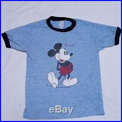 VTG 80’s Mickey Mouse T Shirt Ringer Florida Polyester Acrylic Walt Disney Small