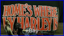 VTG 80s 3D Emblem Harley Davidson Homes where my harley is 50/50 T-Shirt size L