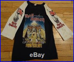 VTG 80s IRON MAIDEN Powerslave World Slavery Concert Tour Raglan Jersey T-shirt