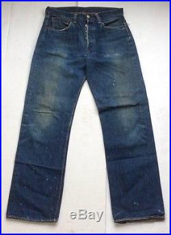 VTG BIG E Red Line LEVI’S 501 Hidden Copper Rivets Dark Denim Jeans 32 x 32