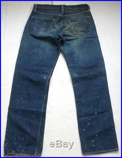 VTG BIG E Red Line LEVI'S 501 Hidden Copper Rivets Dark Denim Jeans 32 x 32