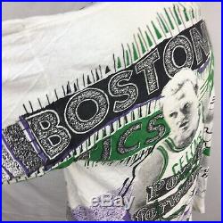 VTG Boston Celtics All Over Print Larry Bird Magic Johnson Ts Mens T Shirt sz XL