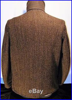 VTG Browns Beach Cloth Jacket 20s WORK WEAR Salt Pepper Stripe WORCESTER MA EUC