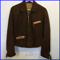 VTG Californian 1930s Two Tone Ball Chain Suede Leather Motorcycle Jacket NOS
