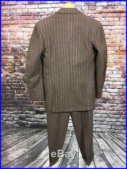 VTG Clarks Men's Pinstripe Two Piece Suit Clothes Everywhere Brown 1940s-50s