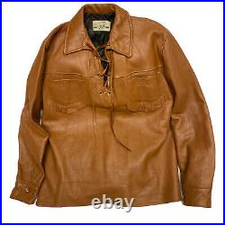 VTG Deerskin Western Leather Fringed Cowboy Jacket Custom Coat Co. Mens XL Brown