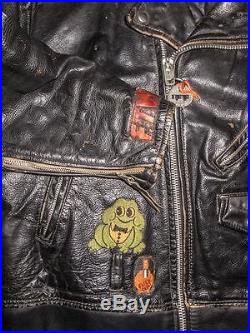 VTG Hells Angels  Heavy Leather Biker Jacket by LESCO, Sz 50