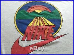 VTG Nike 80s Orig Blue Tag Swoosh Rainbow Sunset Mountains T Shirt Large Rare
